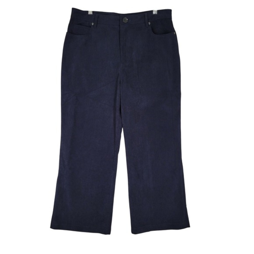 7 For All Mankind Corduroy Pants Womens L Navy Blue Crop High Rise Wide Leg
